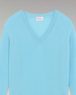 Outlet FROM FUTURE Pull Col V Oversize Leger Acid Blue