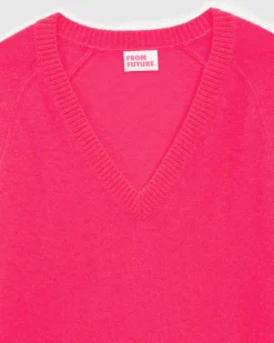 Clearance FROM FUTURE Pull Col V Oversize Leger Winter Fuschia