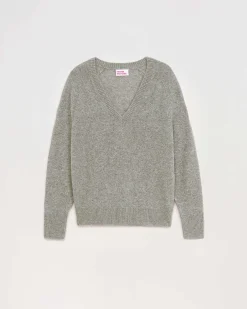 Clearance FROM FUTURE Pull Col V Oversize Leger Gris Chine Fonce