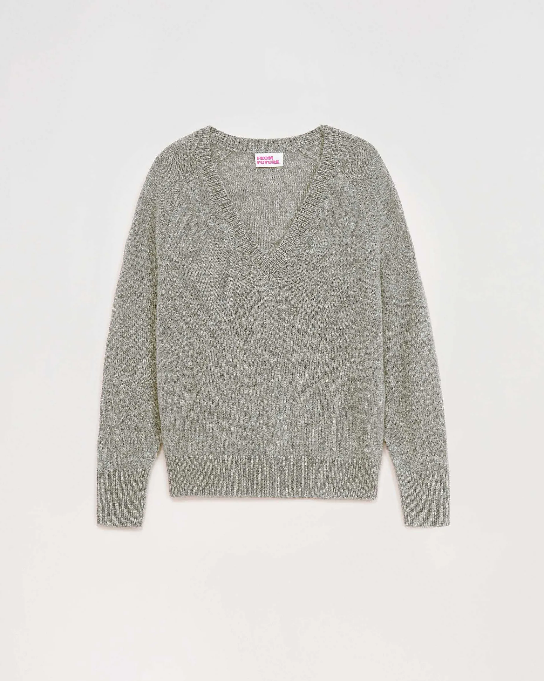 Clearance FROM FUTURE Pull Col V Oversize Leger Gris Chine Fonce