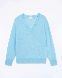 Clearance FROM FUTURE Pull Col V Oversize Light Acid Blue Mouline
