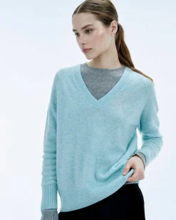 Clearance FROM FUTURE Pull Col V Oversize Light Acid Blue Mouline