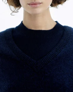Clearance FROM FUTURE Pull Col V Oversize Light Navy Chine