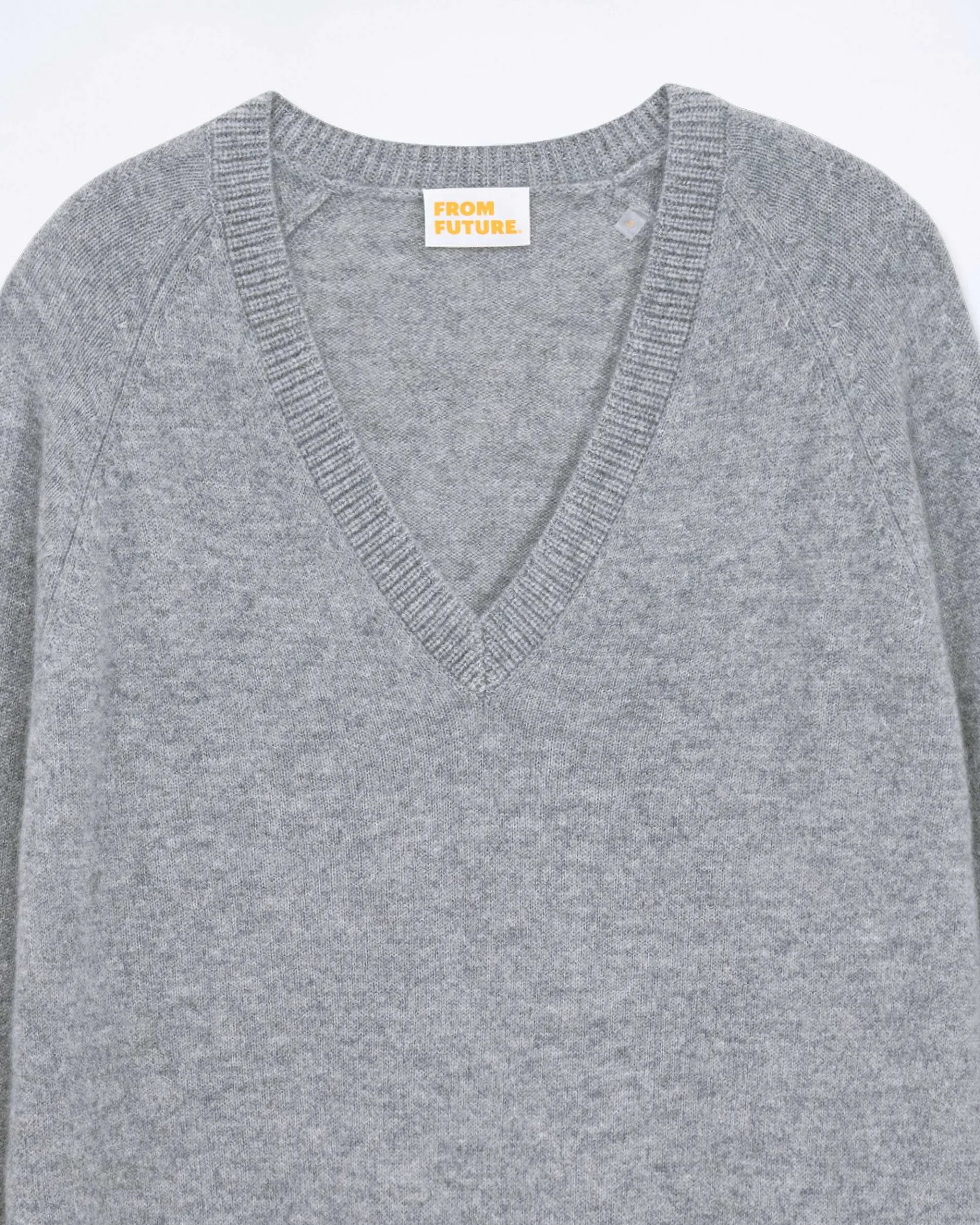 FROM FUTURE Pull Col V Oversize Light Gris Chine Fonce