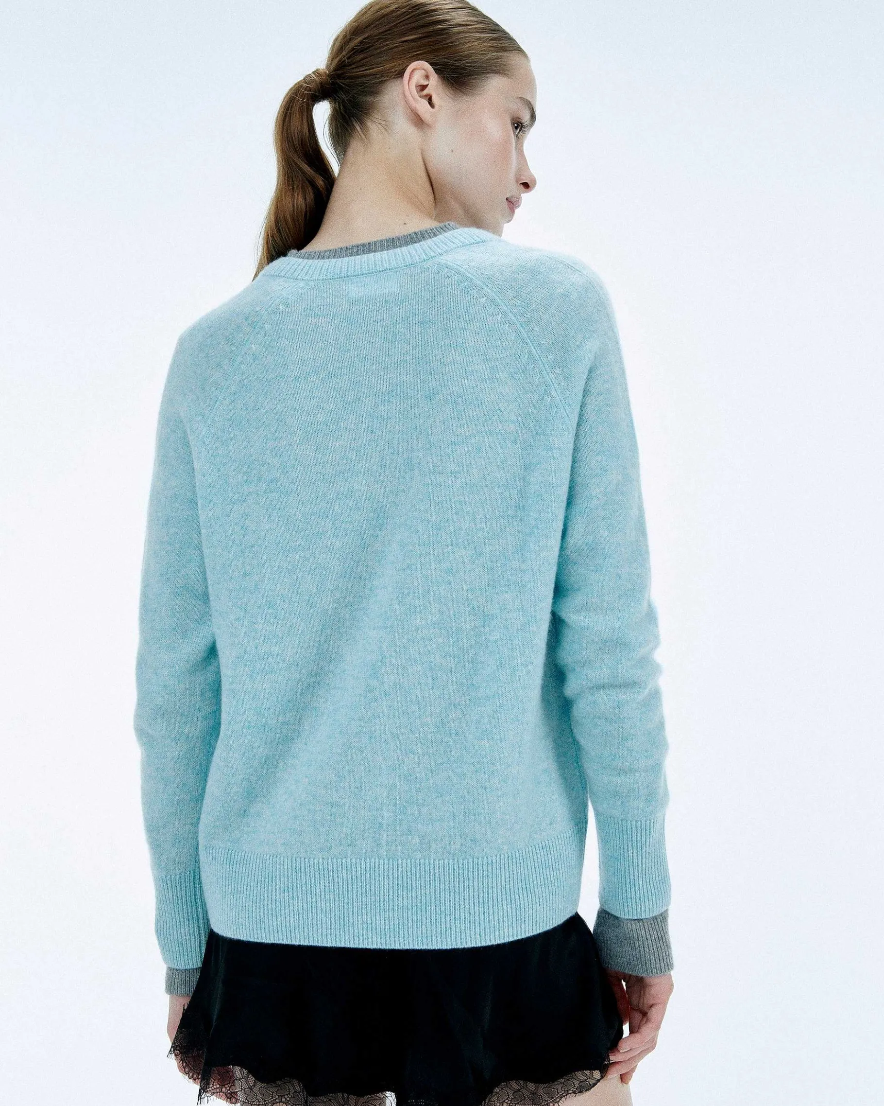 Discount FROM FUTURE Pull Col V Oversize Light Acid Blue Mouline