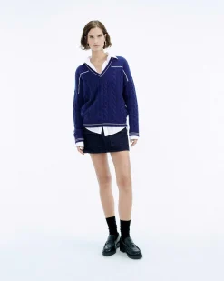 New FROM FUTURE Pull Col V Torsades Future College Blue