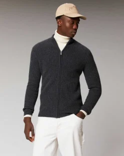 Online FROM FUTURE Pull Gilet A Cotes Zippe Anthracite