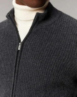 Clearance FROM FUTURE Pull Gilet A Cotes Zippe Taupe