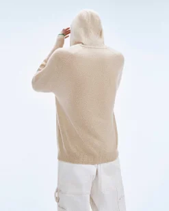 Discount FROM FUTURE Pull Hoodie A Poche Et Liserets Contrastes Beige Chine