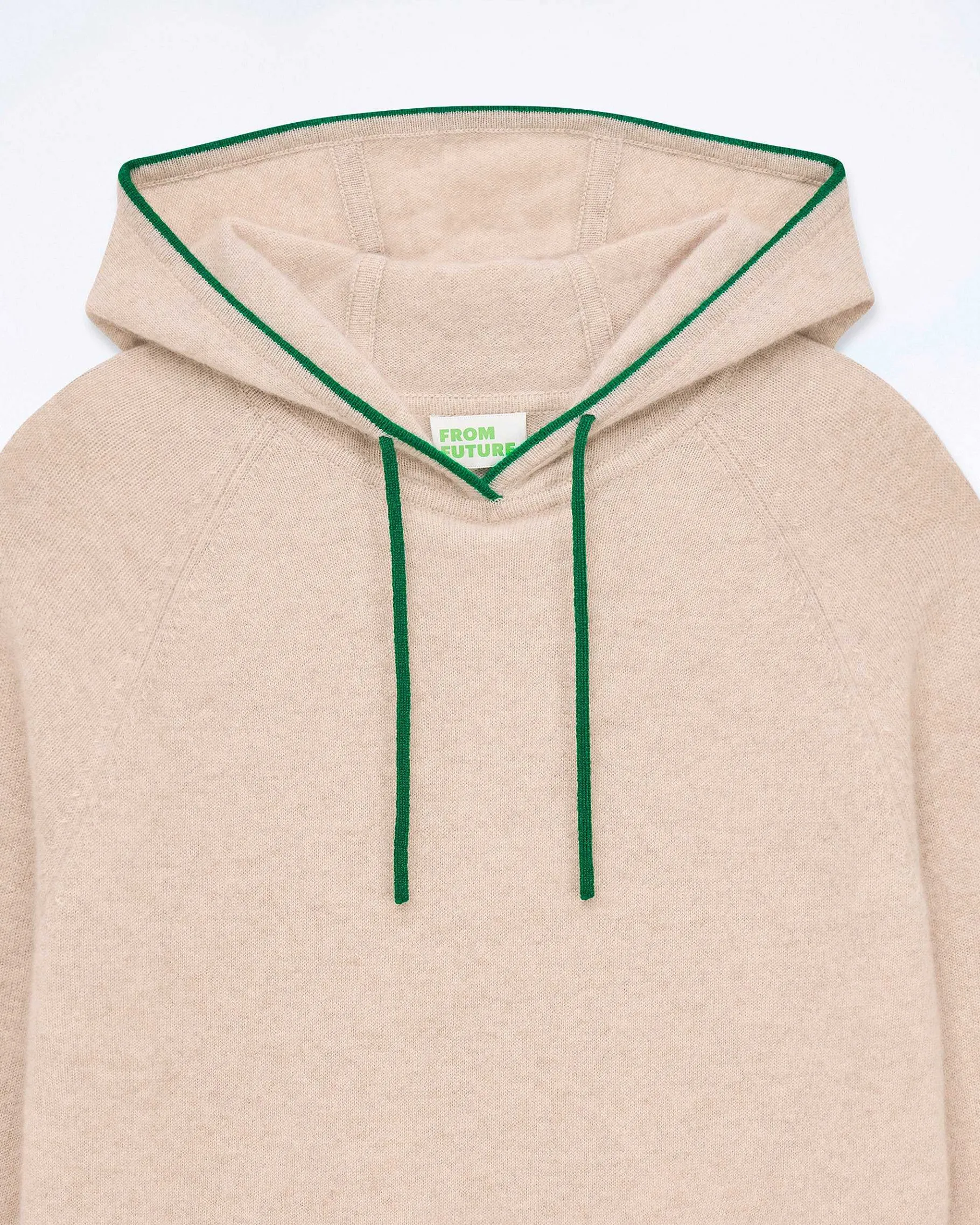 Discount FROM FUTURE Pull Hoodie A Poche Et Liserets Contrastes Beige Chine