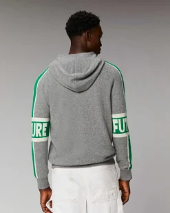 New FROM FUTURE Pull Hoodie Bandes Bicolore Future Gris Chine Fonce