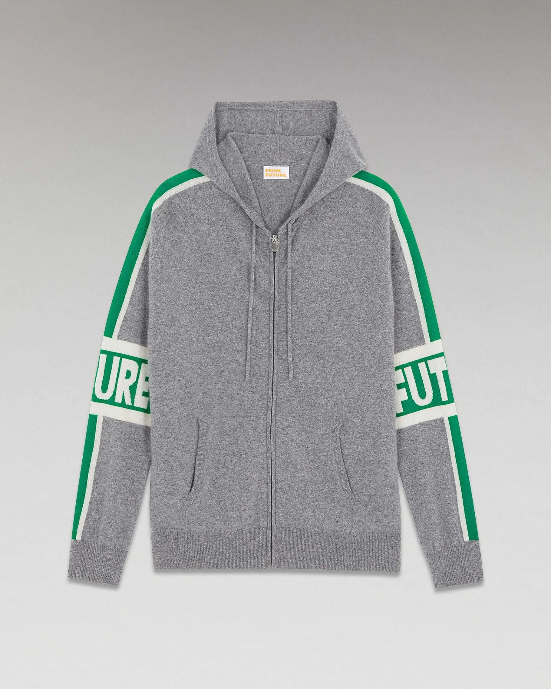 New FROM FUTURE Pull Hoodie Bandes Bicolore Future Gris Chine Fonce