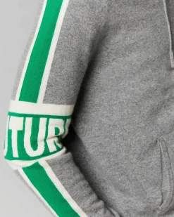 New FROM FUTURE Pull Hoodie Bandes Bicolore Future Gris Chine Fonce