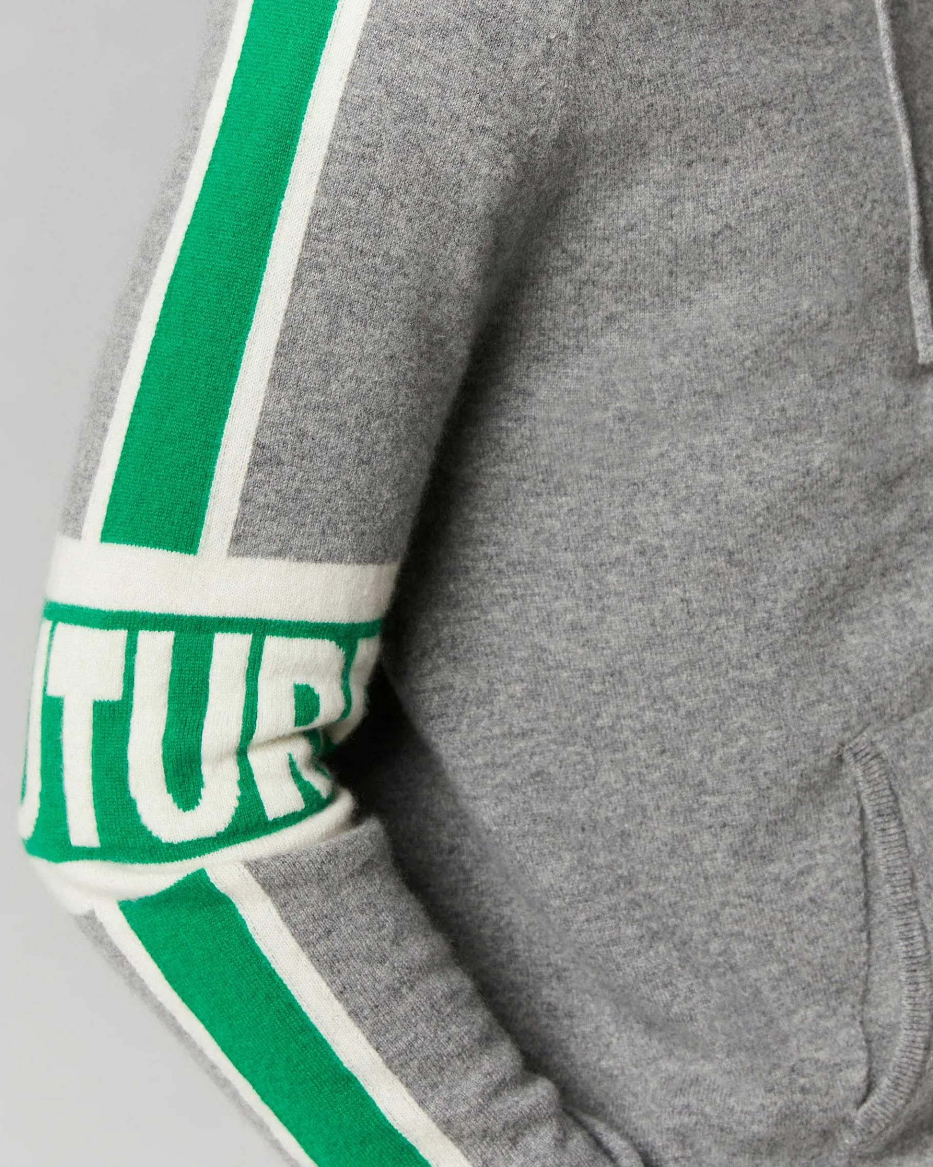New FROM FUTURE Pull Hoodie Bandes Bicolore Future Gris Chine Fonce