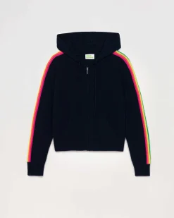 Discount FROM FUTURE Pull Hoodie Bandes Manches Multicolore Leger Navy