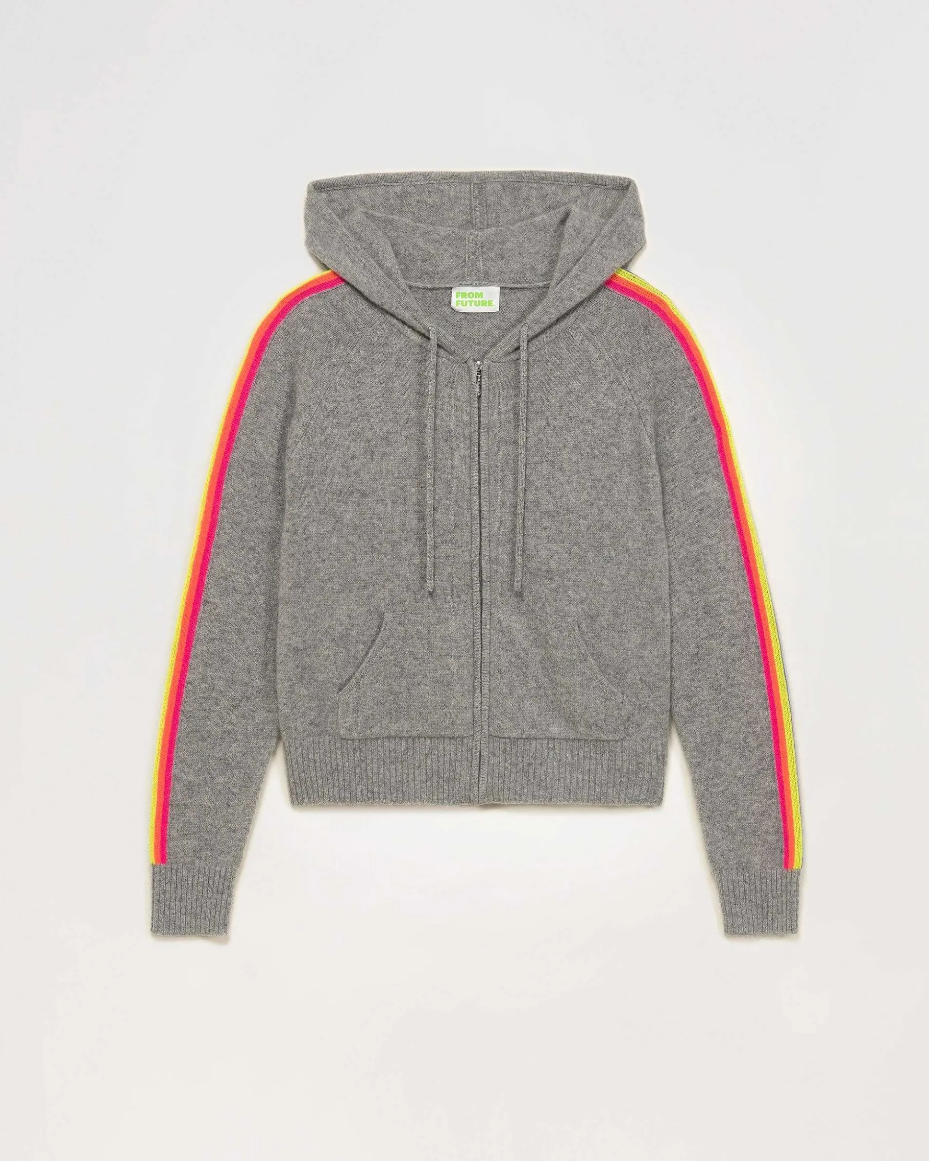 Best FROM FUTURE Pull Hoodie Bandes Manches Multicolore Leger Gris Chine Fonce