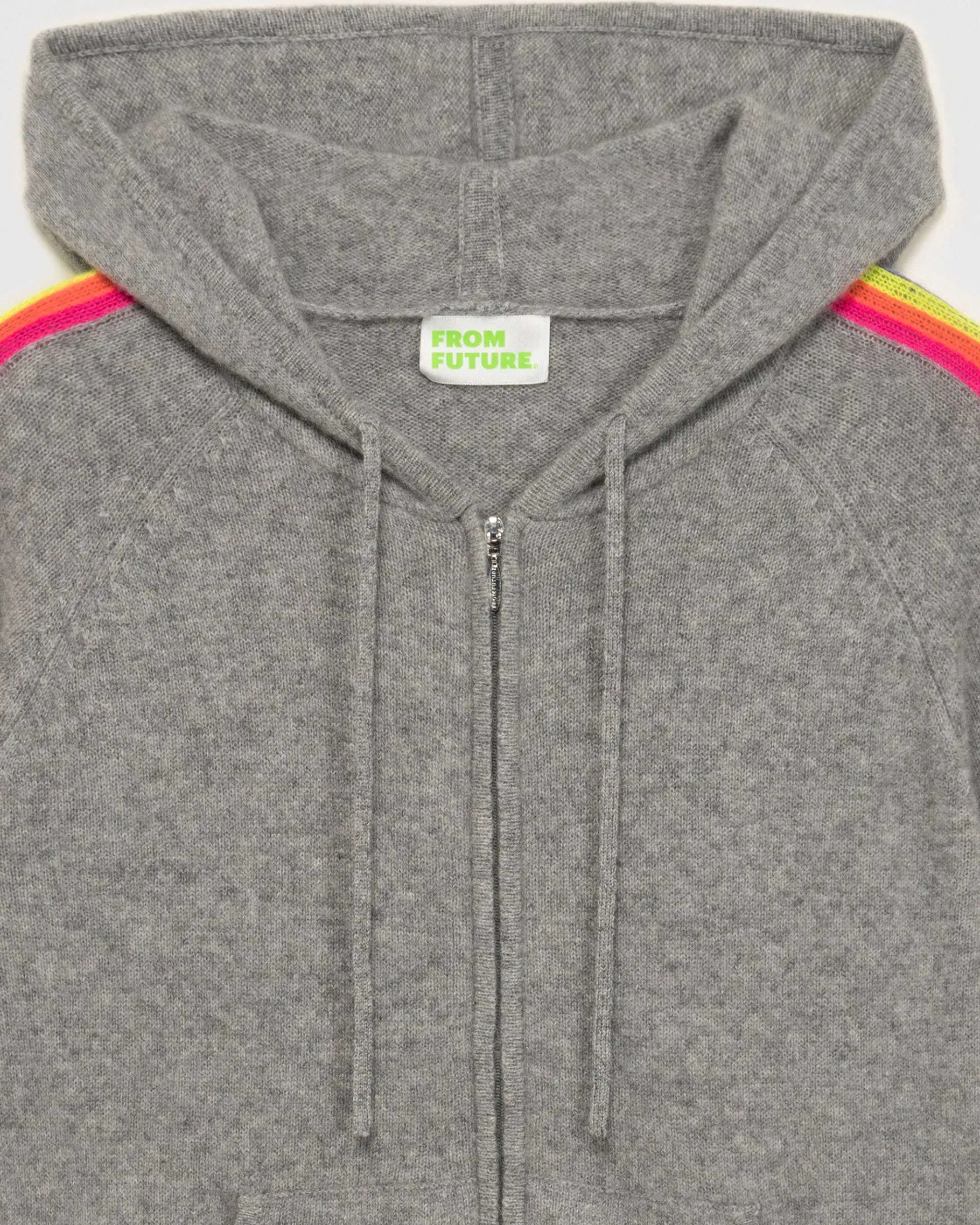 Best FROM FUTURE Pull Hoodie Bandes Manches Multicolore Leger Gris Chine Fonce