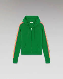 Clearance FROM FUTURE Pull Hoodie Bandes Manches Multico Leger Vert Gazon