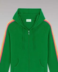 Clearance FROM FUTURE Pull Hoodie Bandes Manches Multico Leger Vert Gazon