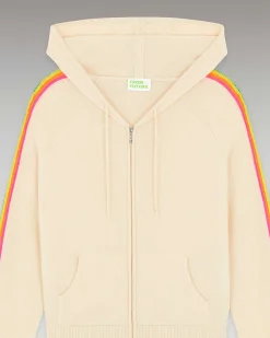 New FROM FUTURE Pull Hoodie Bandes Manches Multico Leger Sable