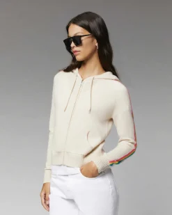 New FROM FUTURE Pull Hoodie Bandes Manches Multico Leger Sable