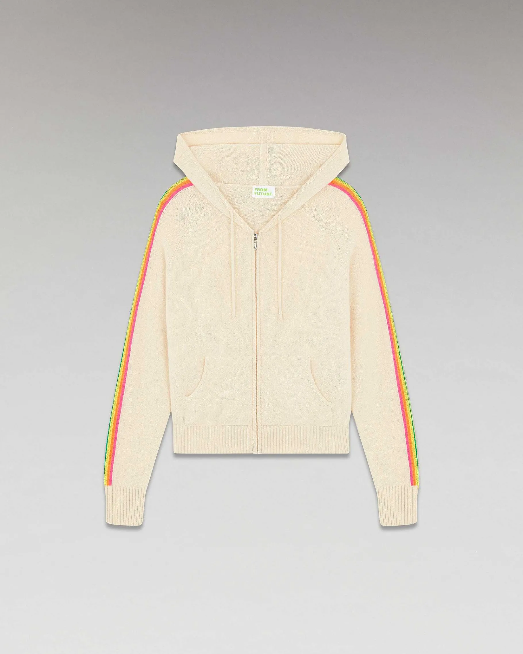 New FROM FUTURE Pull Hoodie Bandes Manches Multico Leger Sable