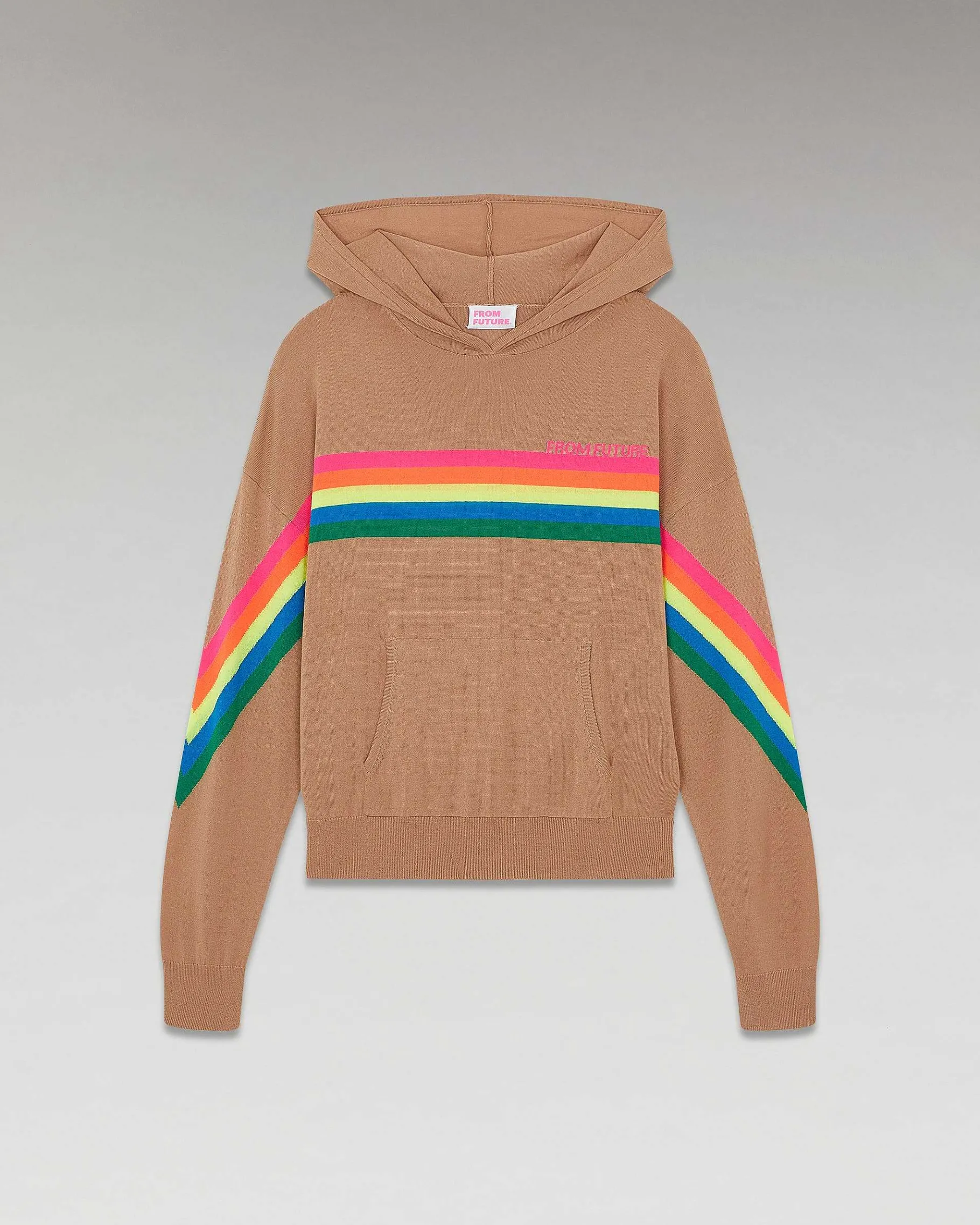 Discount FROM FUTURE Pull Hoodie Bandes Multico Camel
