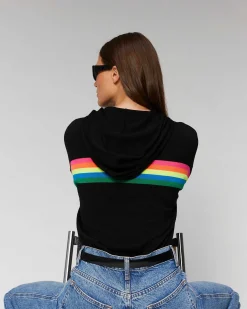 Online FROM FUTURE Pull Hoodie Bandes Multico Noir