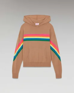 Online FROM FUTURE Pull Hoodie Bandes Multico Camel