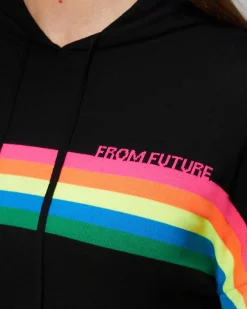 New FROM FUTURE Pull Hoodie Bandes Multico Noir