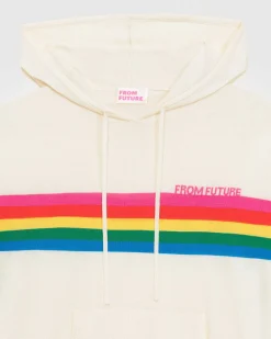 FROM FUTURE Pull Hoodie Bandes Multicolore Ecru