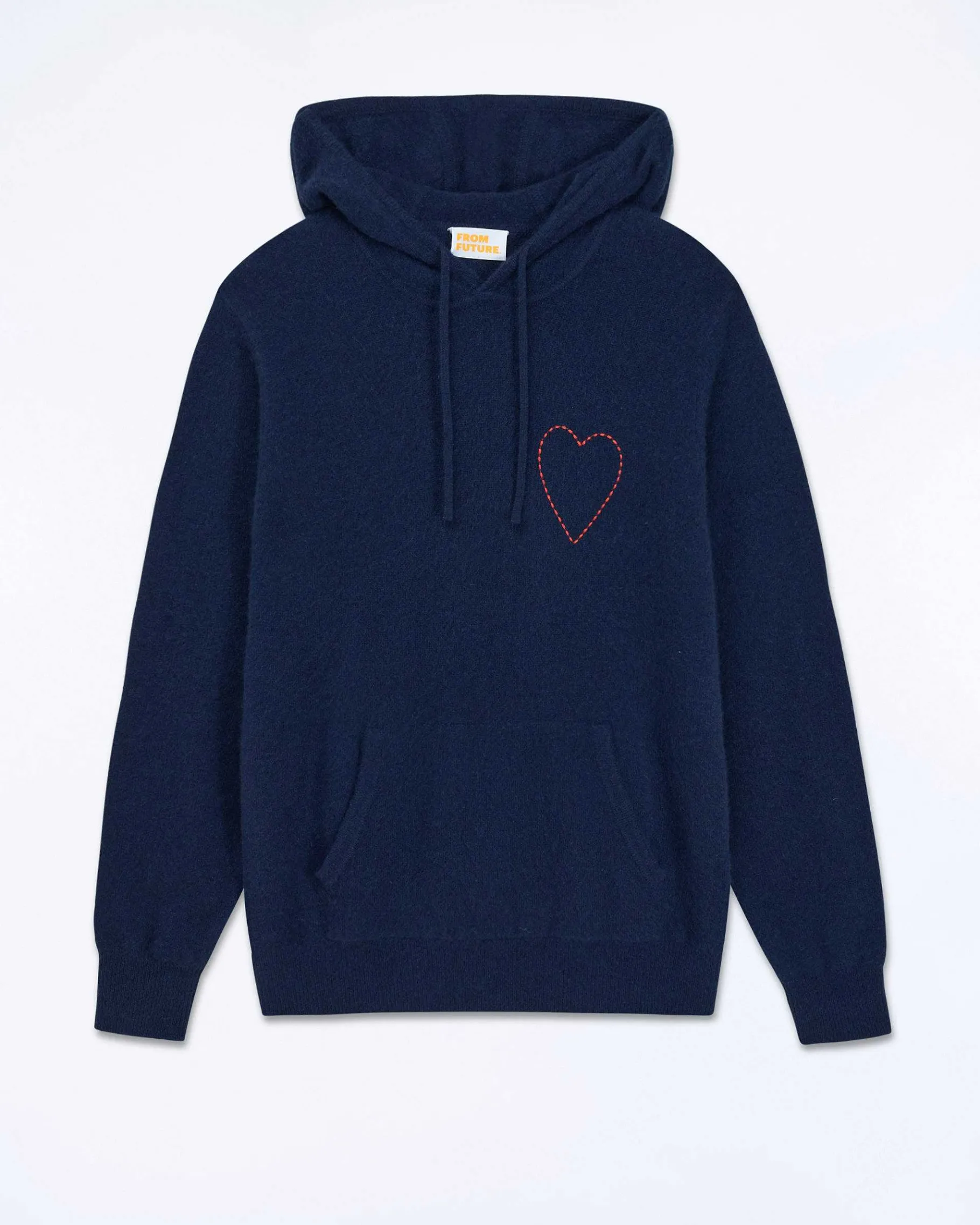 New FROM FUTURE Pull Hoodie Coeur Brode Navy