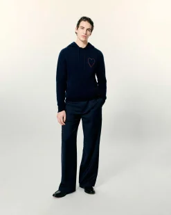 Hot FROM FUTURE Pull Hoodie Coeur Brode Navy
