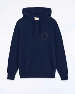 Hot FROM FUTURE Pull Hoodie Coeur Brode Navy