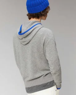 Clearance FROM FUTURE Pull Hoodie Liserets Contrastes Leger Gris Chine Fonce