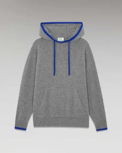 Clearance FROM FUTURE Pull Hoodie Liserets Contrastes Leger Gris Chine Fonce
