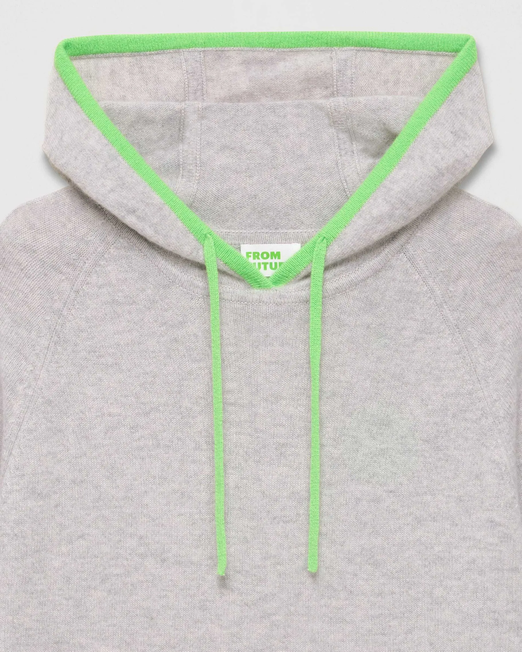 Sale FROM FUTURE Pull Hoodie Liserets Contrastes Leger Gris Chine Clair
