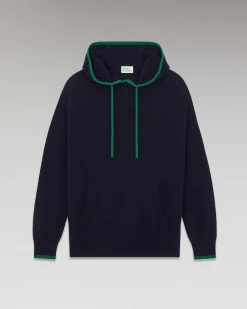 FROM FUTURE Pull Hoodie Liserets Contrastes Leger Navy