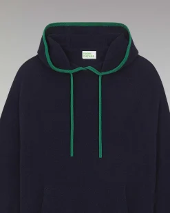 FROM FUTURE Pull Hoodie Liserets Contrastes Leger Navy