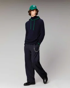 Outlet FROM FUTURE Pull Hoodie Liserets Contrastes Leger Gris Chine Clair