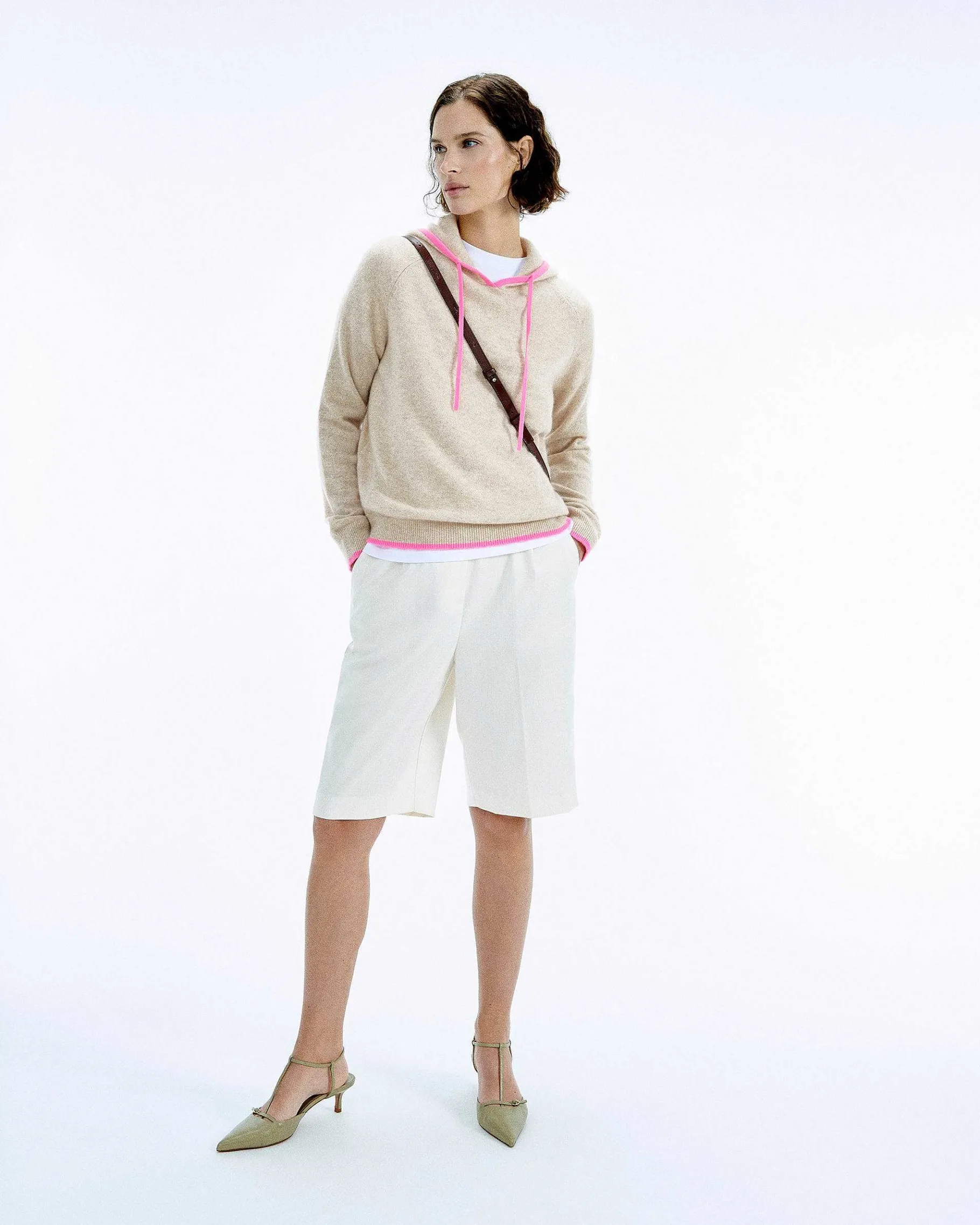 FROM FUTURE Pull Hoodie Oversize Liserets Contrastes Flower Pink