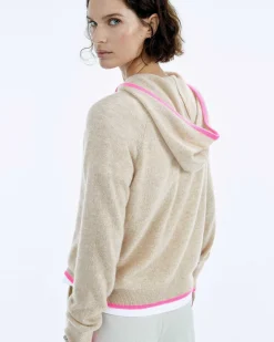 FROM FUTURE Pull Hoodie Oversize Liserets Contrastes Flower Pink