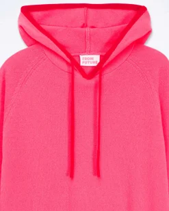 FROM FUTURE Pull Hoodie Oversize Liserets Contrastes Flower Pink