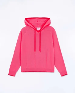 FROM FUTURE Pull Hoodie Oversize Liserets Contrastes Flower Pink