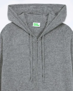 Outlet FROM FUTURE Pull Hoodie Uni Gris Chine Fonce