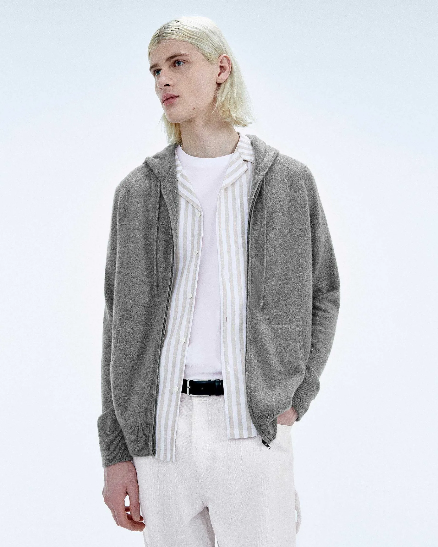 Outlet FROM FUTURE Pull Hoodie Uni Gris Chine Fonce