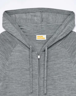 Discount FROM FUTURE Pull Hoodie Uni Gris Chine Fonce