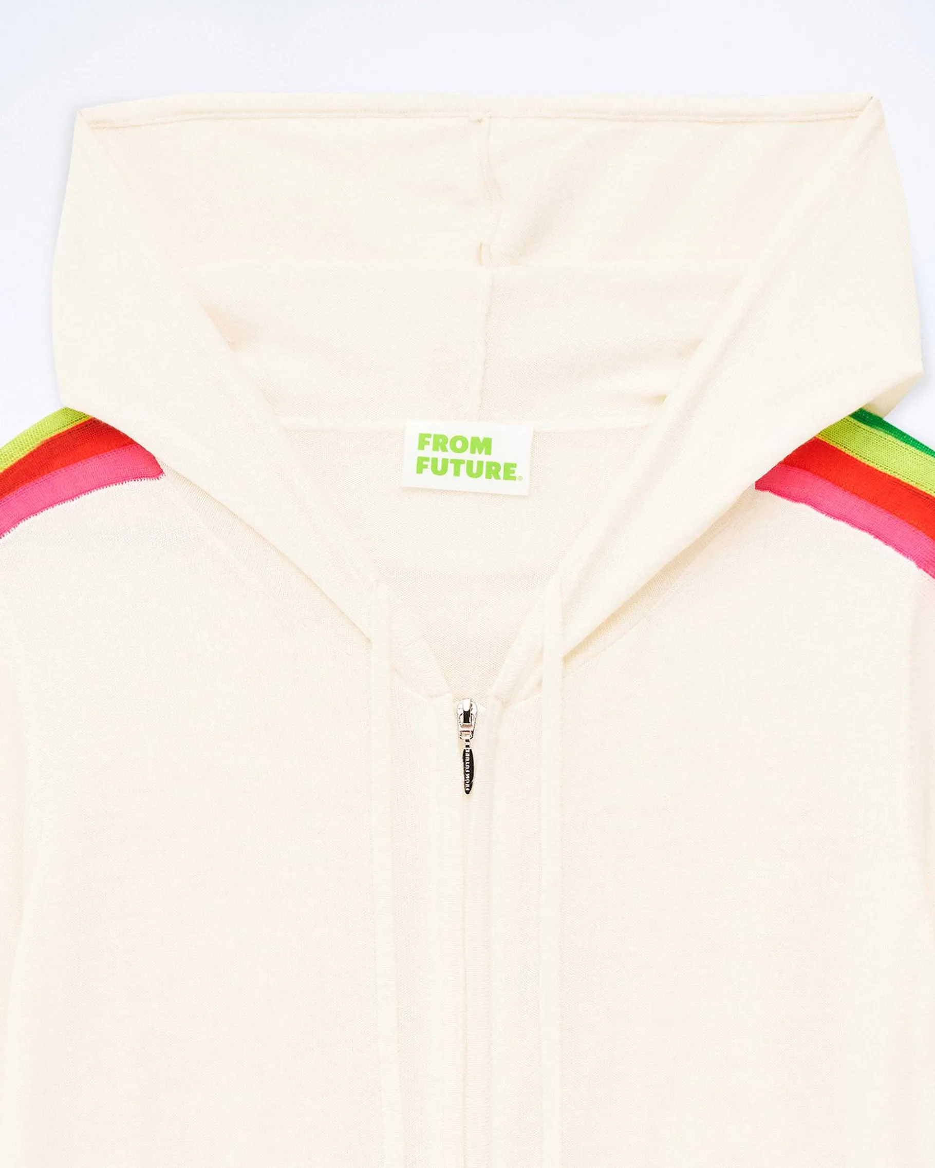 Clearance FROM FUTURE Pull Hoodie Zippe Bande Multicolore Ecru