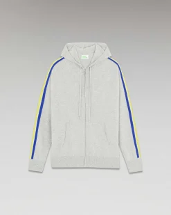 Outlet FROM FUTURE Pull Hoodie Zippe Bandes Gris Chine Clair
