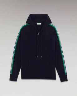 Hot FROM FUTURE Pull Hoodie Zippe Bandes Navy